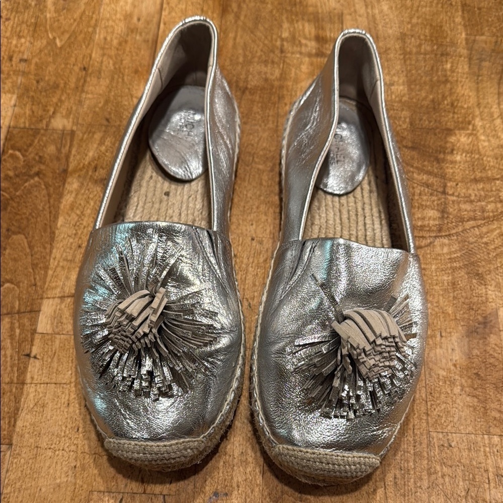 Michael Kors Silver Espadrille Shoes with Tassel Detail